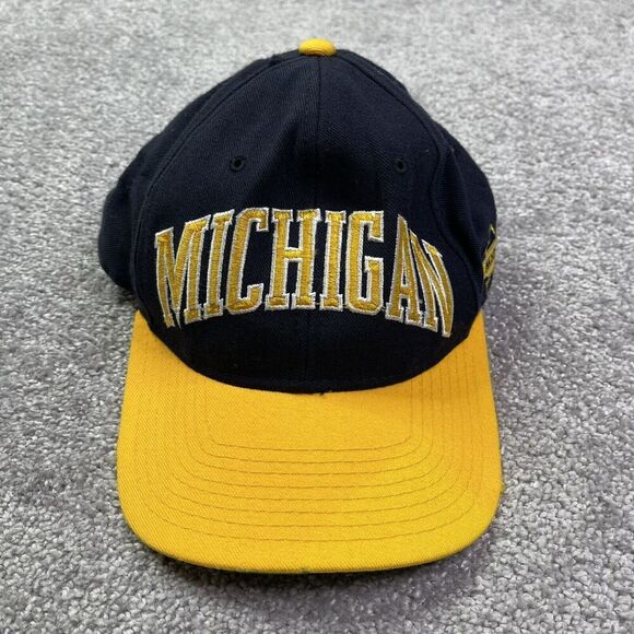 Michigan Wolverines Starter Hat Men’s 7 1/4 Blue Embroidered Logo Fitted - Picture 1 of 12